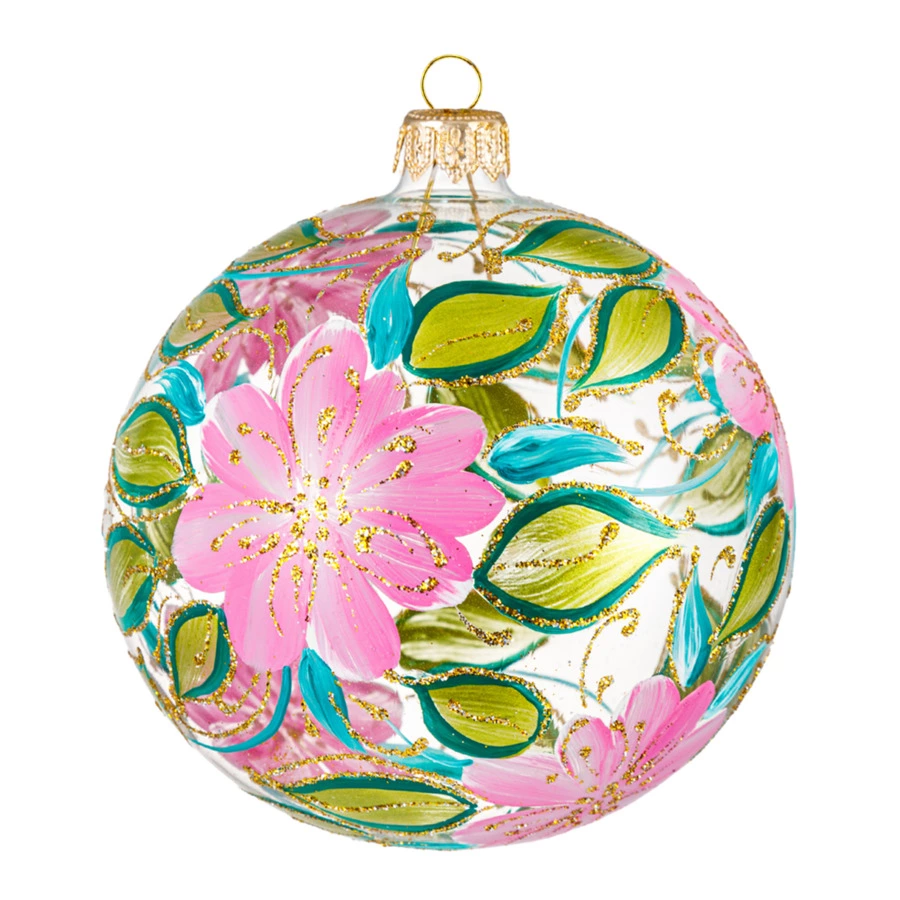 Игрушка елочная шар Bartosh Жасмин 10 см, стекло, п/к