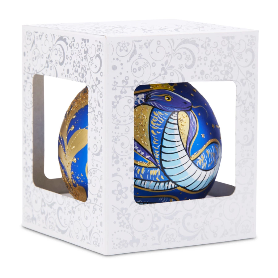 Игрушка елочная шар Bartosh Змея 2025 10 см, стекло, п/к