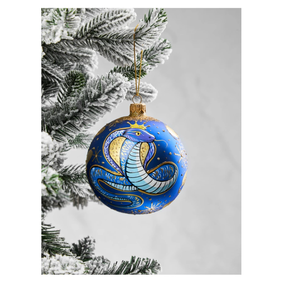 Игрушка елочная шар Bartosh Змея 2025 10 см, стекло, п/к