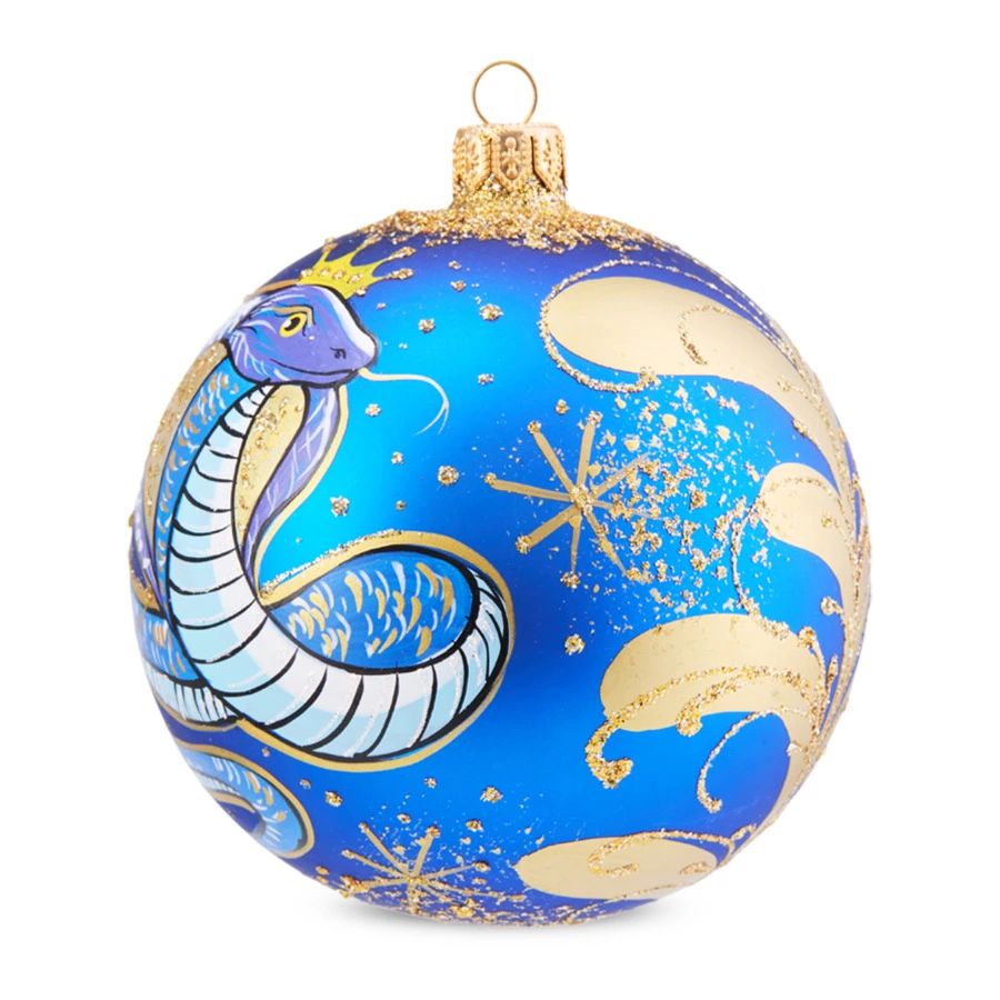 Игрушка елочная шар Bartosh Змея 2025 10 см, стекло, п/к