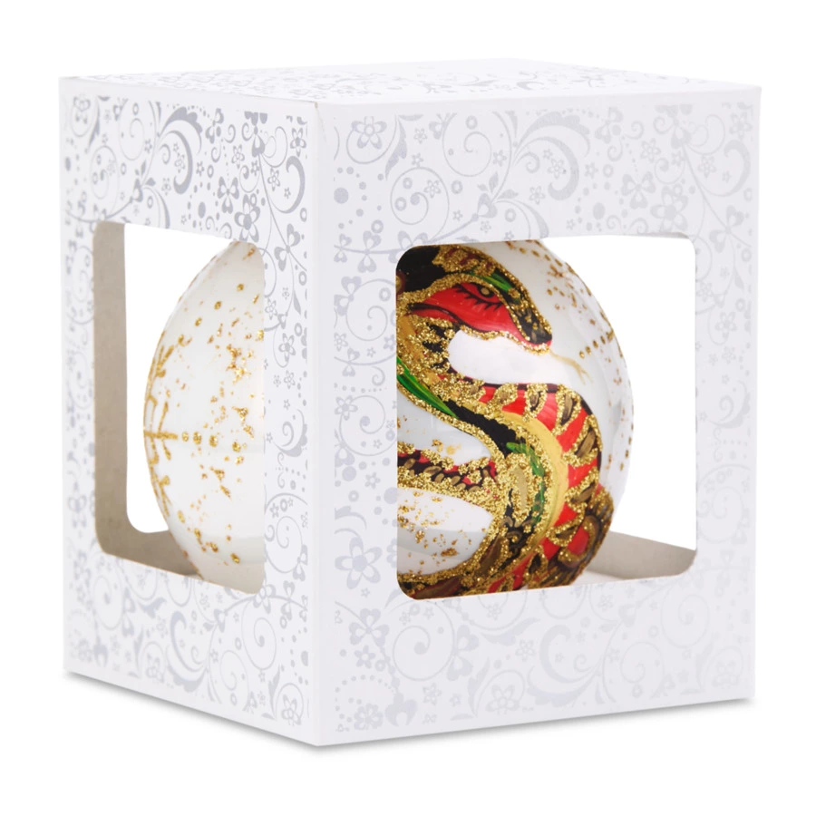 Игрушка елочная шар Bartosh Бронзовая змея 10 см, стекло, п/к