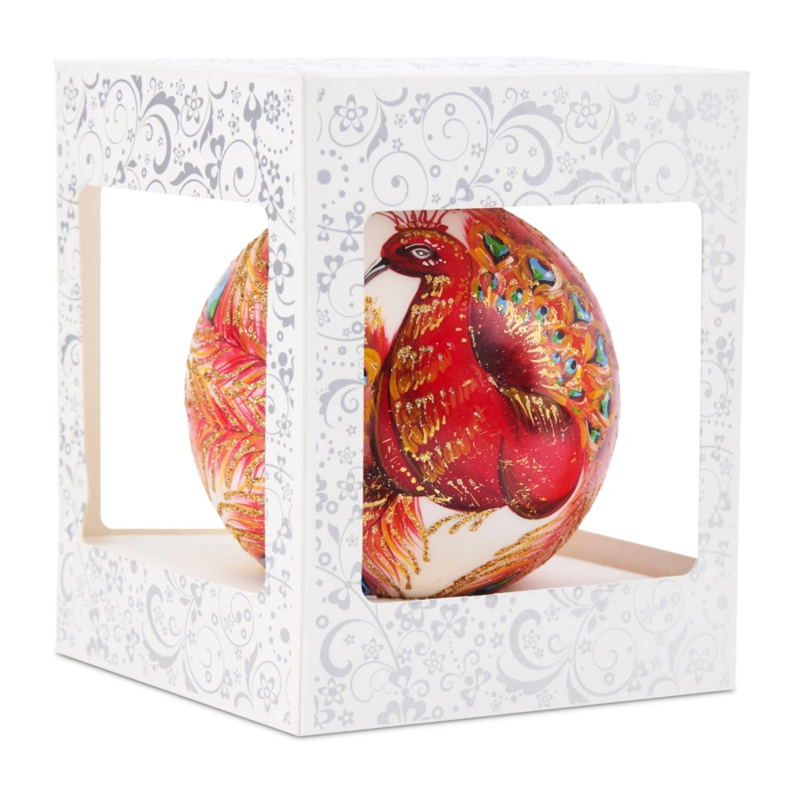 Игрушка елочная шар Bartosh Жар-Птица огненная 12 см, стекло, п/к