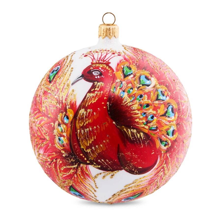 Игрушка елочная шар Bartosh Жар-Птица огненная 12 см, стекло, п/к