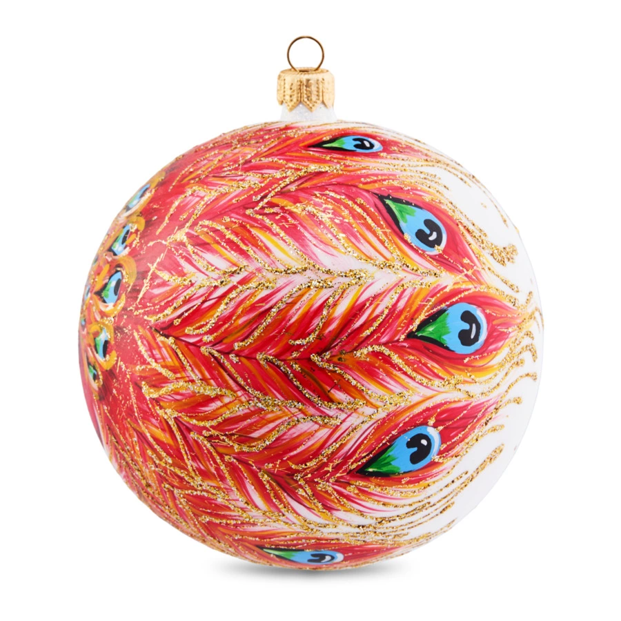 Игрушка елочная шар Bartosh Жар-Птица огненная 12 см, стекло, п/к