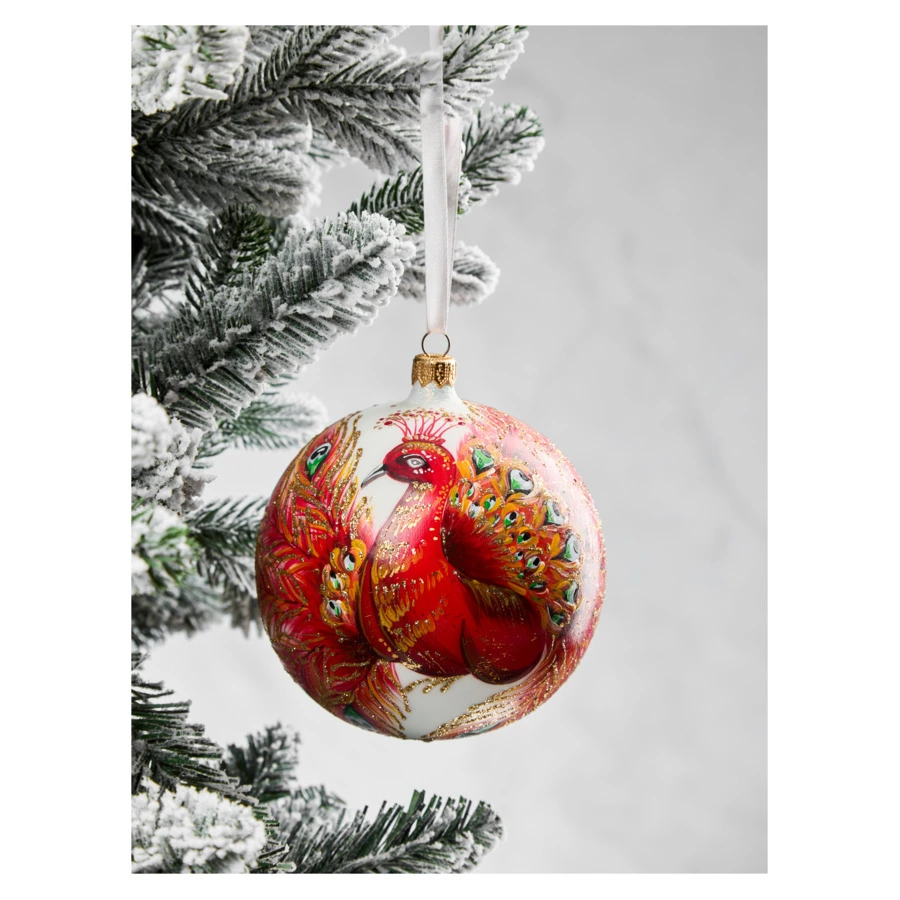 Игрушка елочная шар Bartosh Жар-Птица огненная 12 см, стекло, п/к