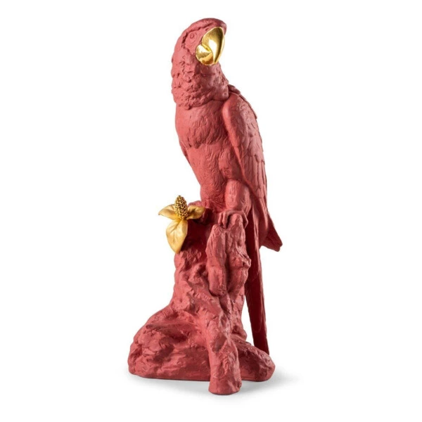 Фигурка Lladro Попугай Макао 22х45 см, фарфор, коралловая
