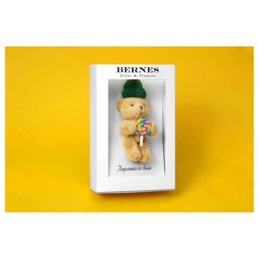 Открытка Bernes Мишка Хорошего Дня 11х16,7 см, бумага, сухоцветы, белая, п/к
