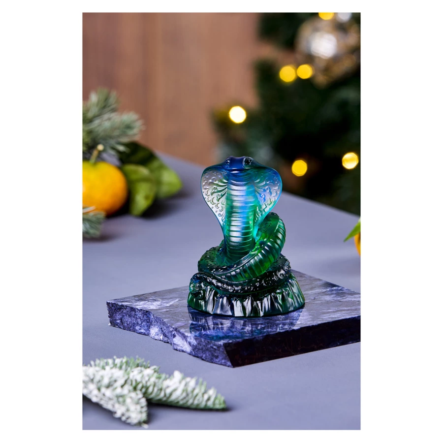 Фигурка Decor de table Змея 9х12 см, хрустальное тесто, сине-зеленая, п/к