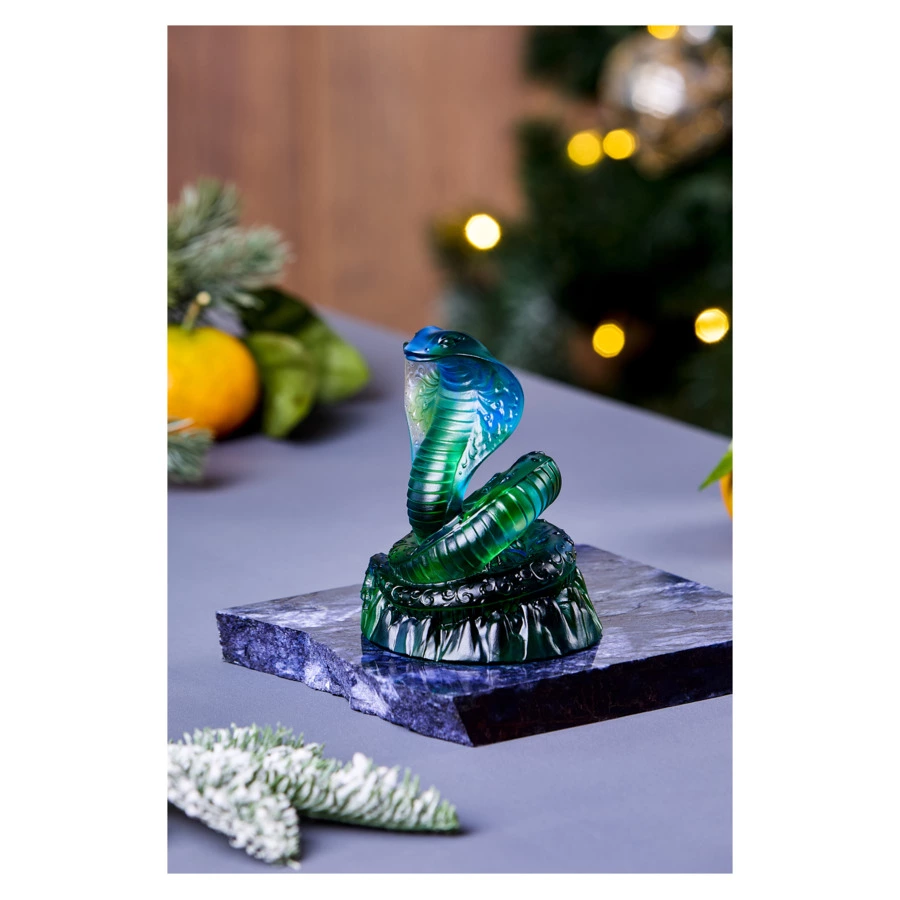 Фигурка Decor de table Змея 9х12 см, хрустальное тесто, сине-зеленая, п/к