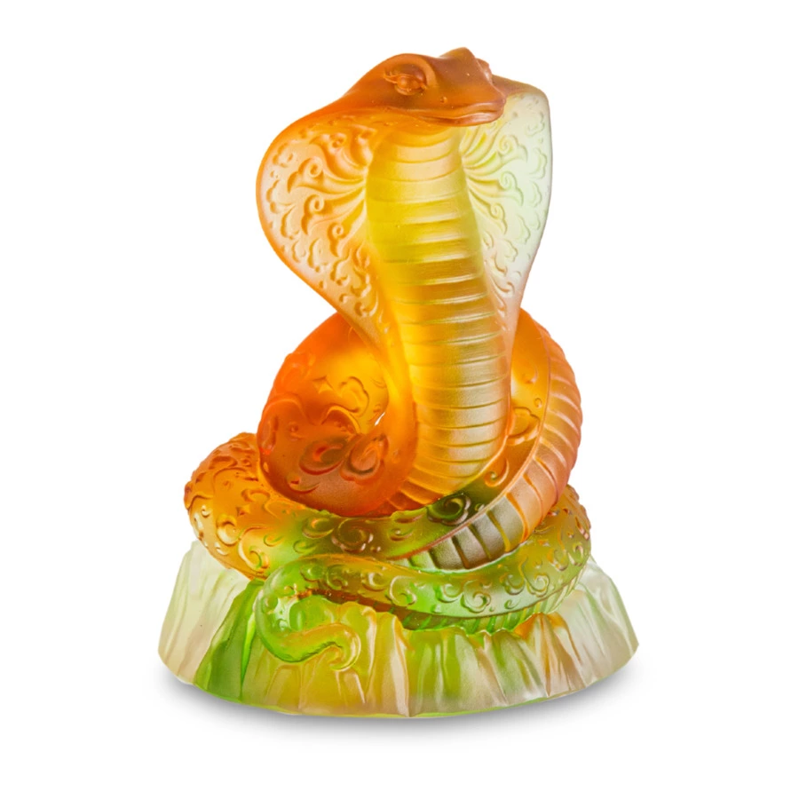 Фигурка Decor de table Змея 9х12 см, хрустальное тесто, янтарно-зеленая, п/к