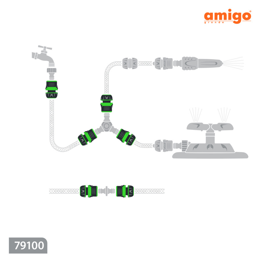 Коннектор цанговое сеодинение Amigo 1/2, abs-пластик