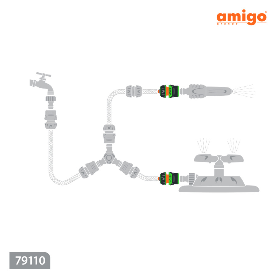 Коннектор с аквастопом цанговое соединение Amigo 1/2, abs-пластик