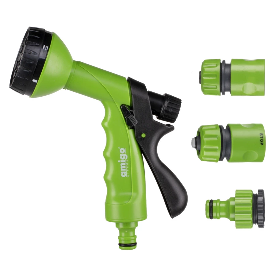 Комплект для полива (пистолет и 3 коннектора) на 1/2" Amigo, пластик, 79230