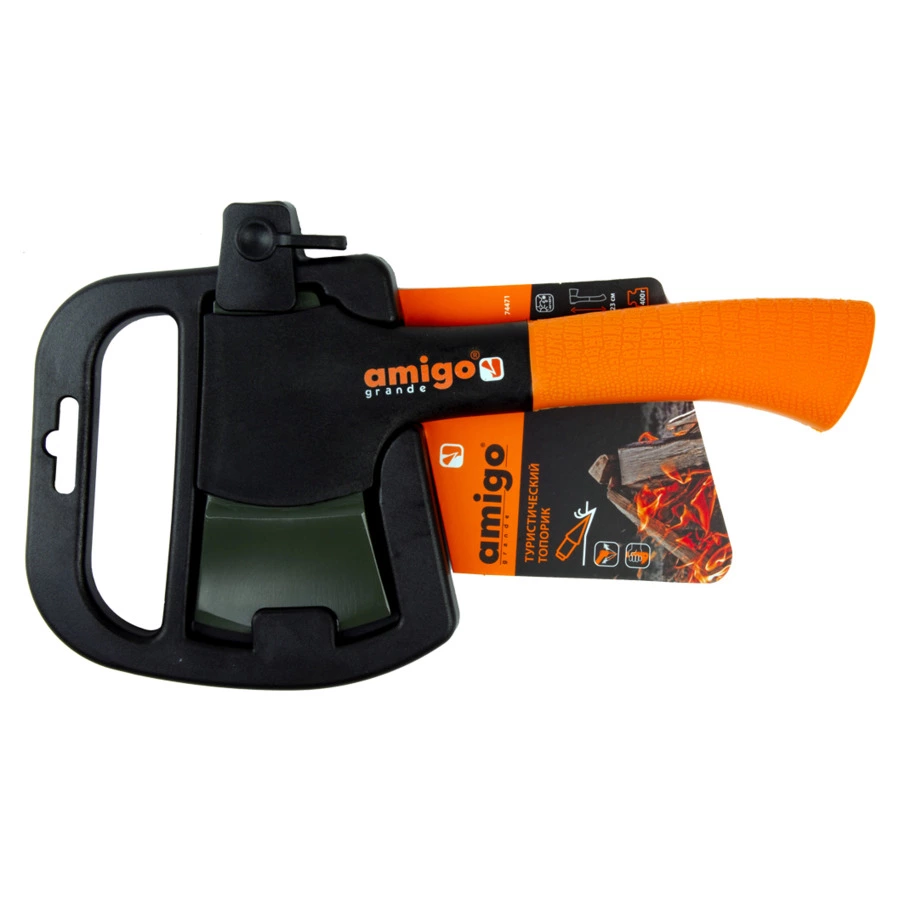 Топорик туристический Amigo 400г, 25 см, ручка фибергласс, сталь кованая, 74471