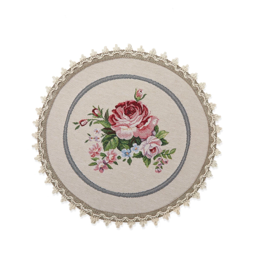 Набор салфеток подстановочных Decor de table Розы Дамаск 31 см, 2 шт, гобелен, кружево, бежевый