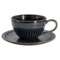 Чашка с блюдцем Home & Style Black Kitchen 250 мл, черная, фарфор