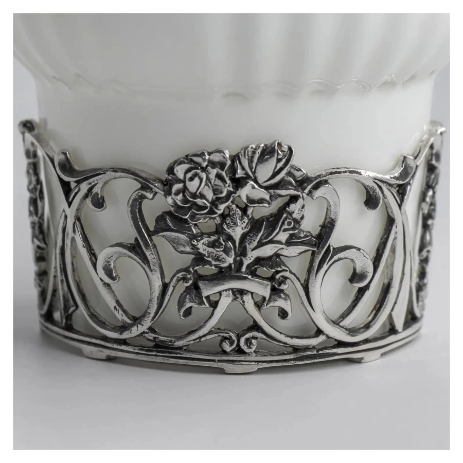 Набор чашек чайных с ложками в футляре АргентА Ангел 155 мл 132,14 г, 4 предмета, серебро 925