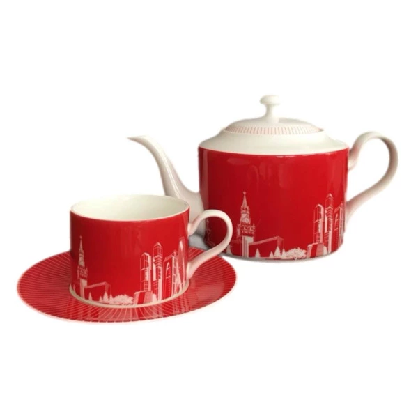 Набор чайный Mix&Match Home Московское чаепитие 5 предметов, фарфор, красно-белый