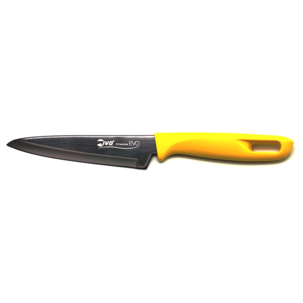 Нож овощной IVO Titanium EVO 12 см, сталь нержавеющая, желтый