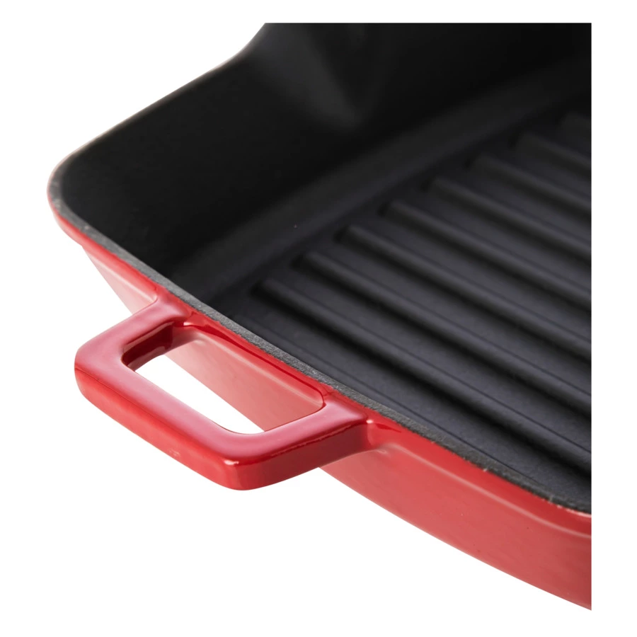 Сковорода-гриль квадратная LAVA 20 см, 1 л, чугун, красная