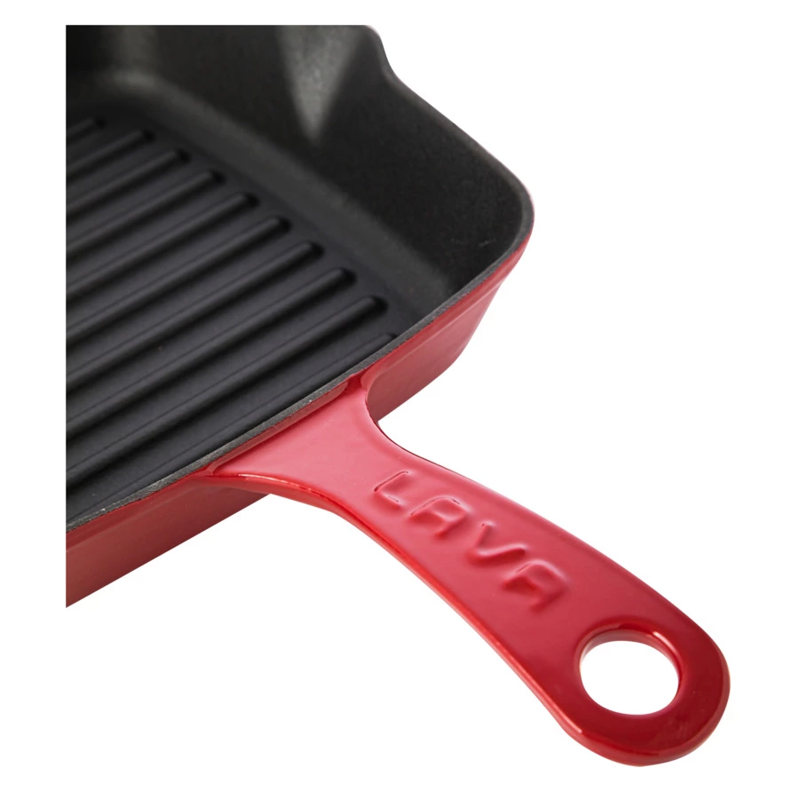Сковорода-гриль квадратная LAVA 20 см, 1 л, чугун, красная