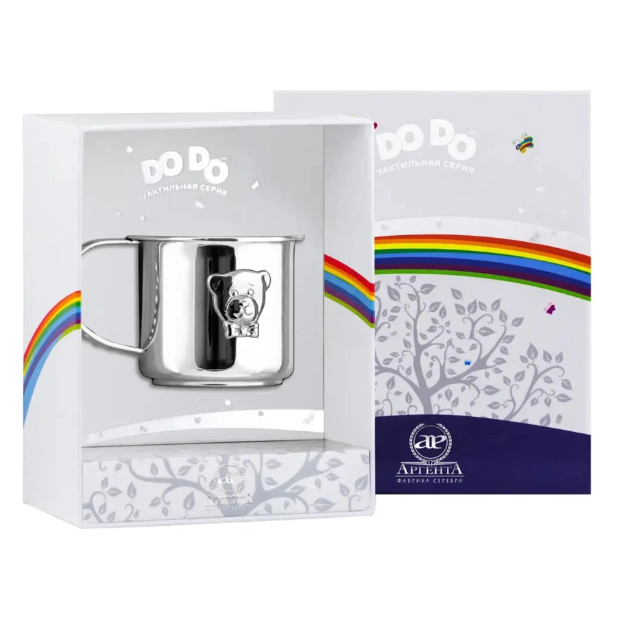Кружка детская в футляре АргентА Do Do Мишка-малыш 100 мл 71,54 г, серебро 925
