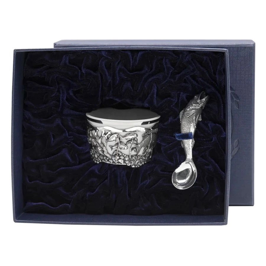 Набор для специй в футляре АргентА Рыба с чернением 72,07 г, серебро 925