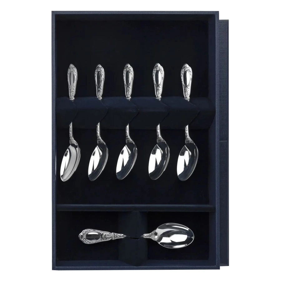 Набор ложек кофейных в футляре АргентА Classic Фамильная 157,96 г, 6 шт, серебро 925