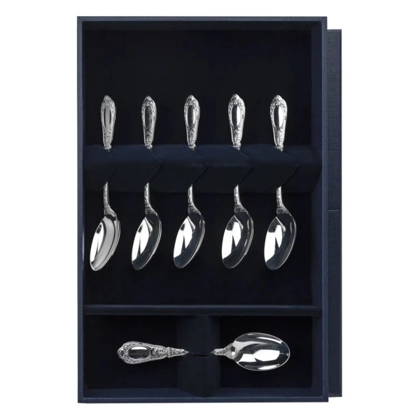 Набор ложек кофейных в футляре АргентА Classic Фамильная 157,96 г, 6 шт, серебро 925
