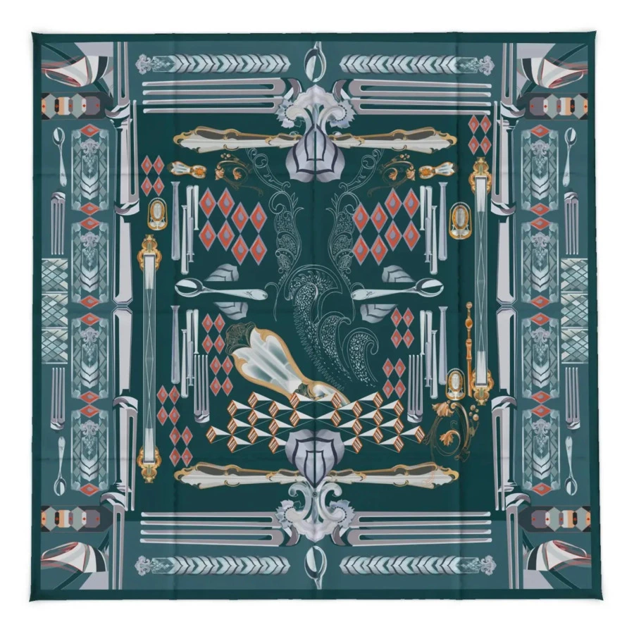 Набор столовых приборов в футляре АргентА Виноградная лоза 2053,54 г, 24 предмета, серебро 925