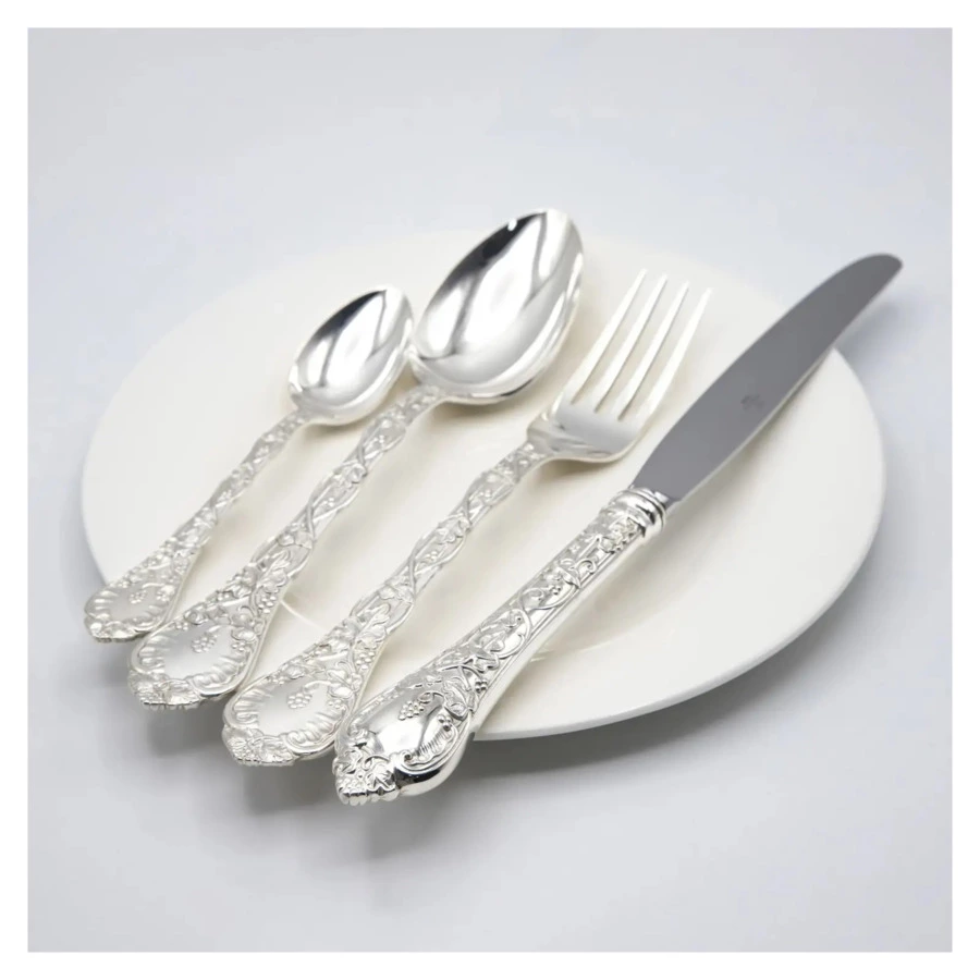 Набор столовых приборов в футляре АргентА Виноградная лоза 2053,54 г, 24 предмета, серебро 925