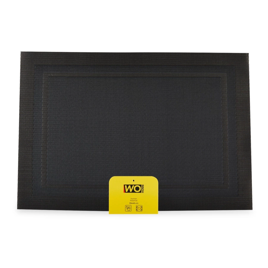 Набор салфеток подстановочных прямоугольных WO HOME ART FRAME 33х48 см, 6 шт, двусторонние, черные