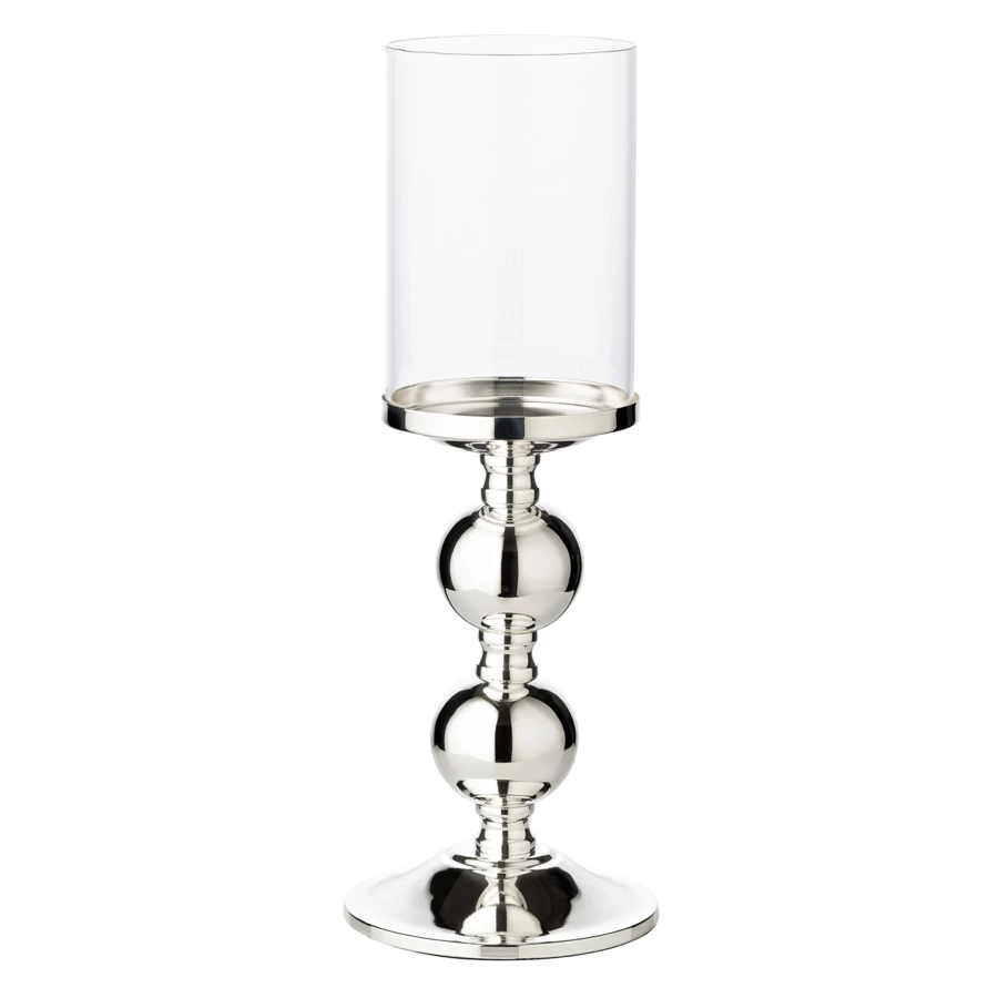 Подсвечник для интерьерной свечи Edzard Бамбук Д13 см, Н35,5 см, для свечи 8 см, посеребрение, стекл