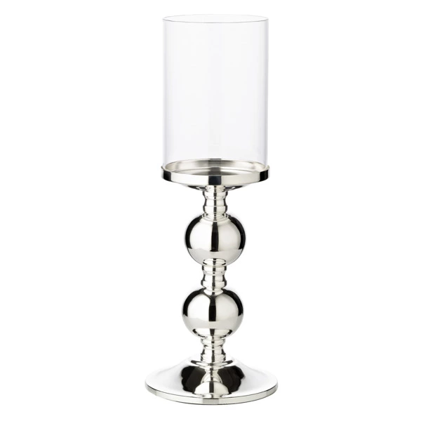 Подсвечник для интерьерной свечи Edzard Бамбук Д13 см, Н35,5 см, для свечи 8 см, посеребрение, стекл