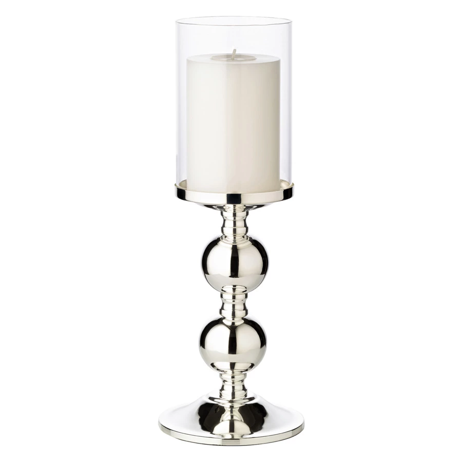 Подсвечник для интерьерной свечи Edzard Бамбук Д13 см, Н35,5 см, для свечи 8 см, посеребрение, стекл