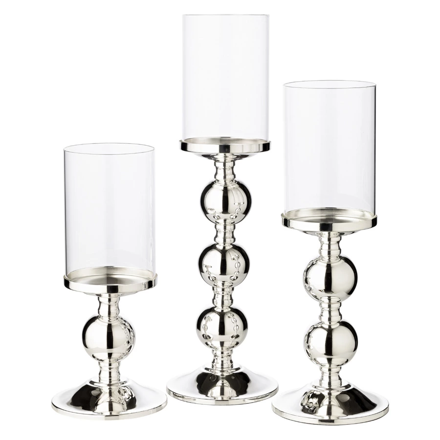 Подсвечник для интерьерной свечи Edzard Бамбук Д13 см, Н35,5 см, для свечи 8 см, посеребрение, стекл