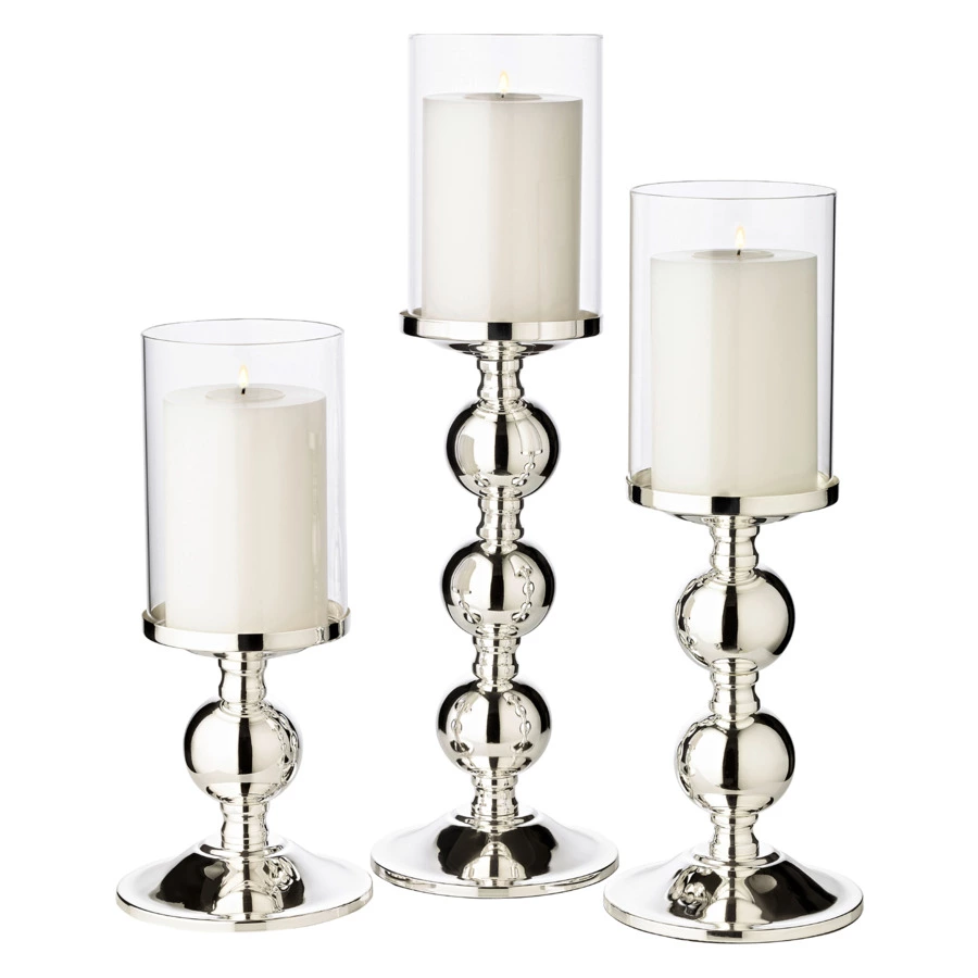 Подсвечник для интерьерной свечи Edzard Бамбук Д13 см, Н35,5 см, для свечи 8 см, посеребрение, стекл