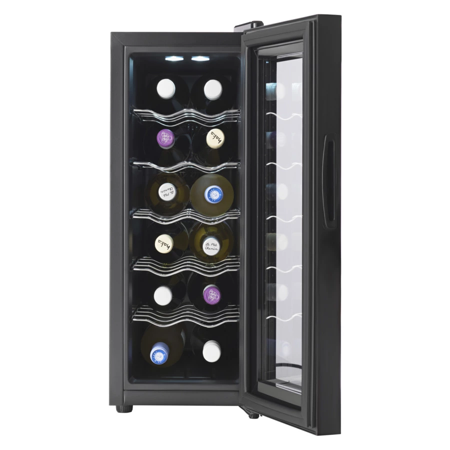 Винный шкаф на 12 бутылок TESLER WCV-120 BLACK 63,5х50х25 см, 1 зона, от +10°C до +18°C, черный