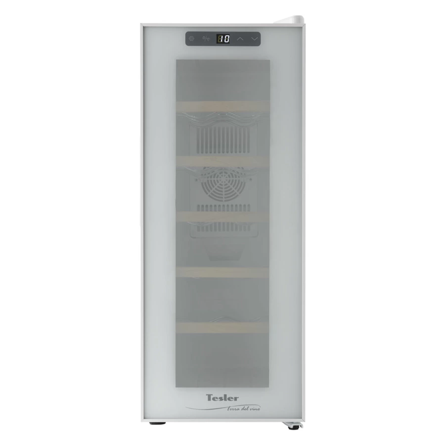 Винный шкаф на 12 бутылок TESLER WCV-125 WHITE 63,5х50х25 см, 1 зона, от +10°C до +18°C, белый
