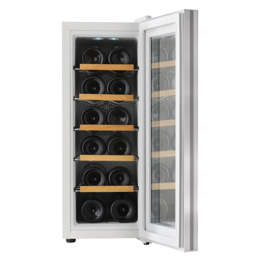 Винный шкаф на 12 бутылок TESLER WCV-125 SILVER 63,5х50х25 см, 1 зона, от +10°C до +18°C, серебро