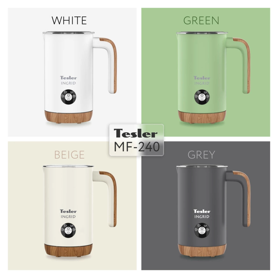 Вспениватель молока TESLER Ingrid MF-240 GREEN 240 мл, 500 Вт, 15,1х10,5х18,3 см, сталь, зеленый
