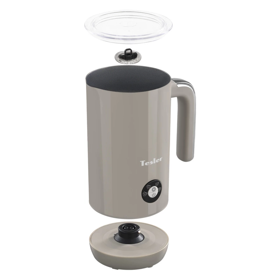 Вспениватель молока TESLER Margherita MF-260 SAND GREY на 240 мл, 500 Вт, 15,1х10,5х18,3 см, беж