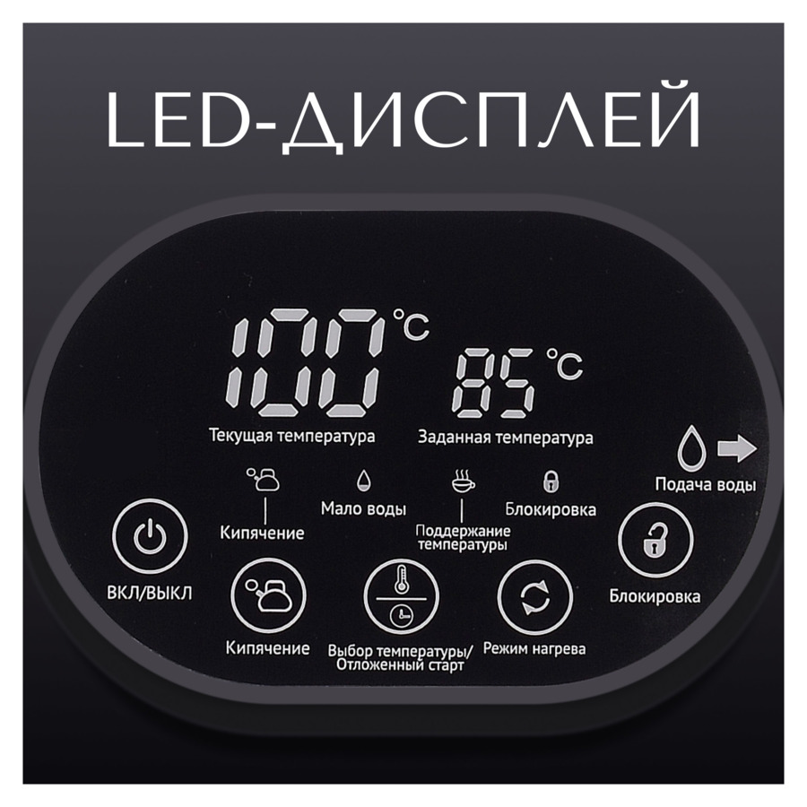 Термопот TESLER TP-4045 BLACK на 3,8 л, 1200 Вт, 22x33.8x31.8 см, пластик, черный