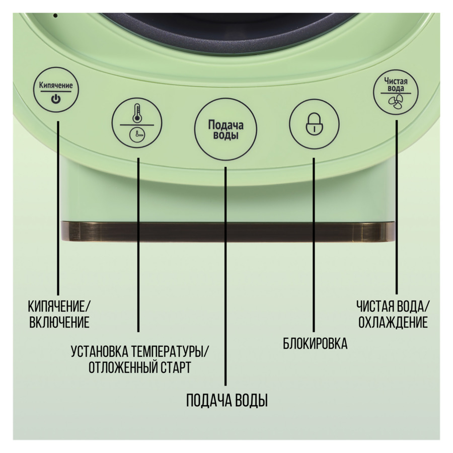 Термопот TESLER Margherita TP-5045 GREEN на 5 л, 1200 Вт, LED-дисплей, 33х26х43 см, пластик, зеленый