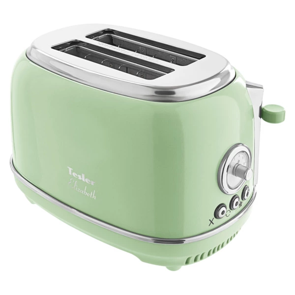 Тостер TESLER Elizabeth TT-245 GREEN 2 отсека, 815 Вт, 29.5х18.8х19.1 см, зеленый