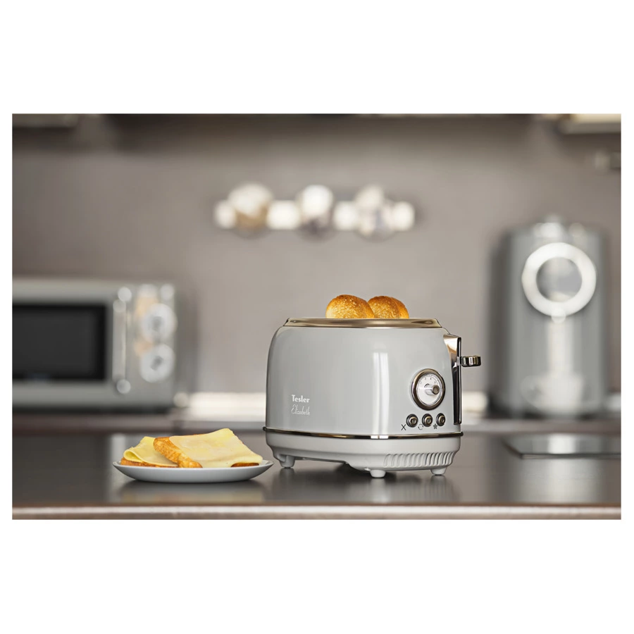 Тостер TESLER Elizabeth TT-245 GREY 2 отсека, 815 Вт, 29.5х18.8х19.1 см, серый