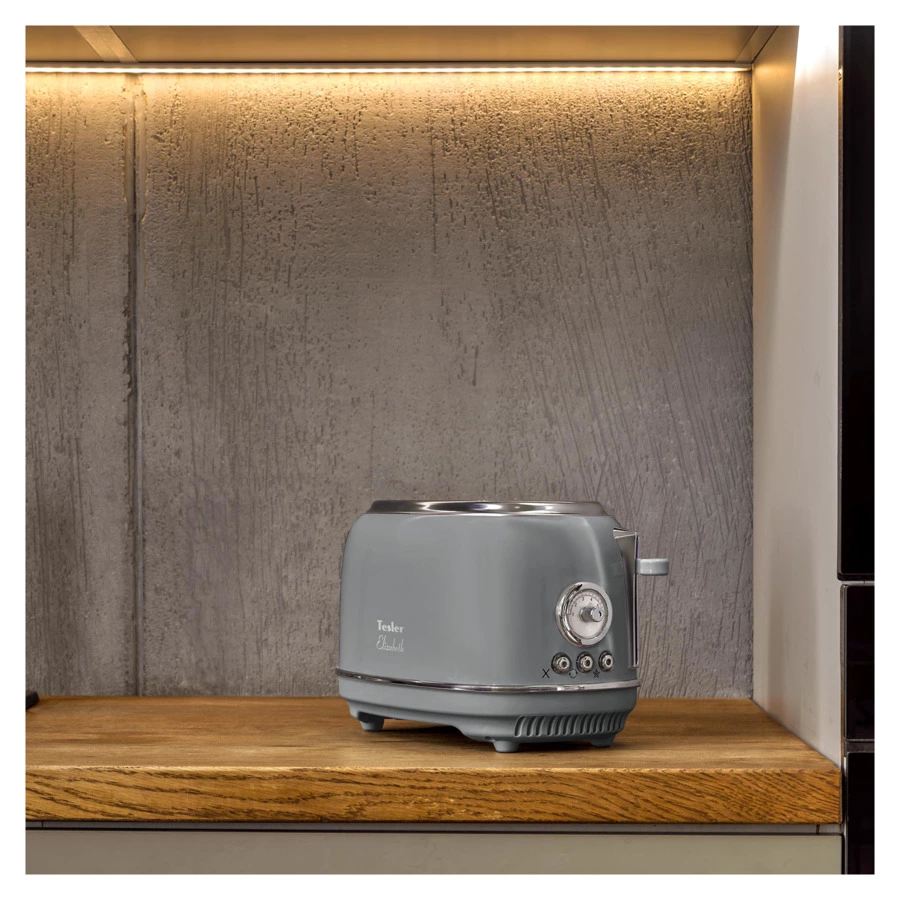 Тостер TESLER Elizabeth TT-245 GREY 2 отсека, 815 Вт, 29.5х18.8х19.1 см, серый
