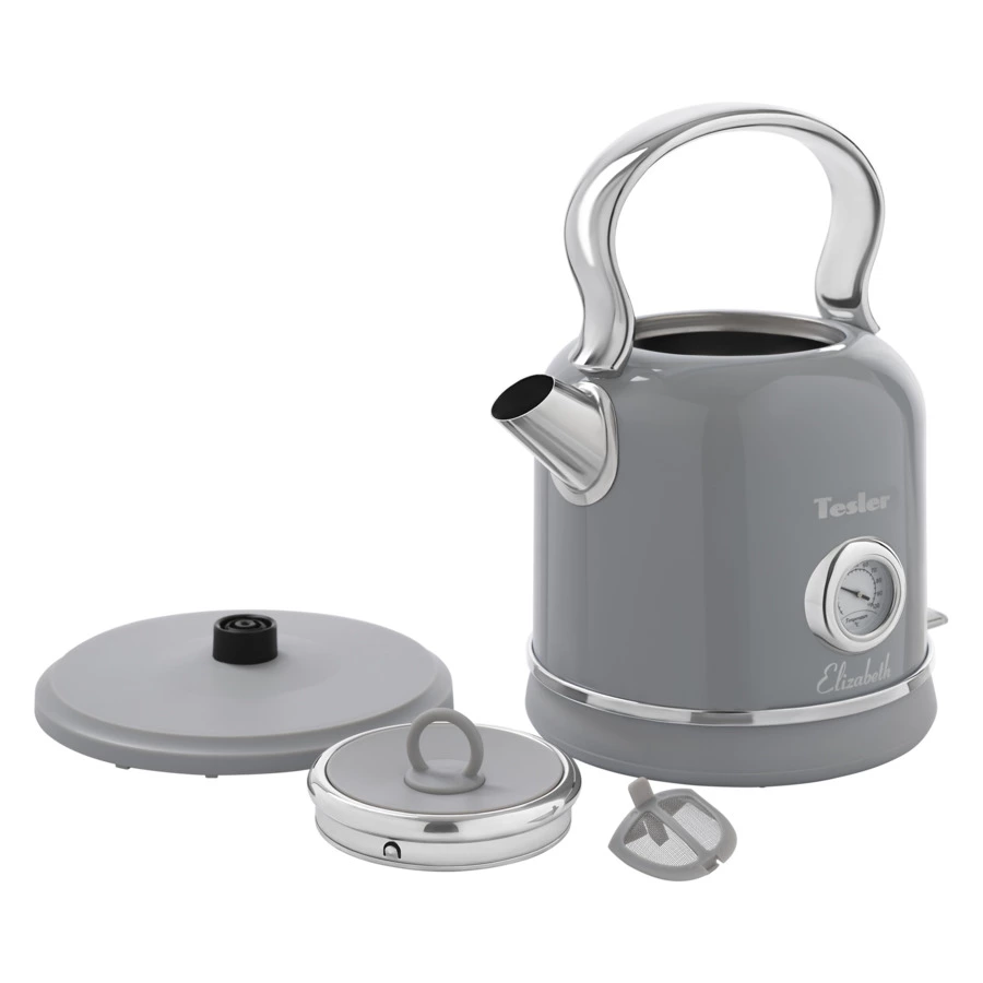 Чайник электрический TESLER Elizabeth KT-1745 GREY 1,7 л, 2200 Вт, 24.3х18.5х28.5 см, серый