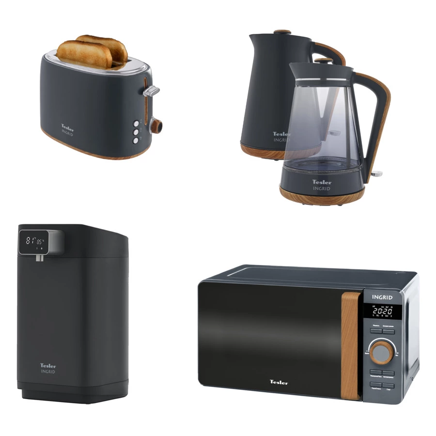 Чайник электрический TESLER Ingrid KT-1750 GREY 1,7 л, 2200 Вт, 21.3х17.1х26.6 см, стекло, серый