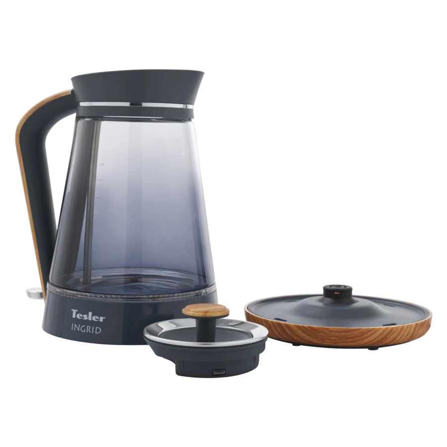 Чайник электрический TESLER Ingrid KT-1750 GREY 1,7 л, 2200 Вт, 21.3х17.1х26.6 см, стекло, серый